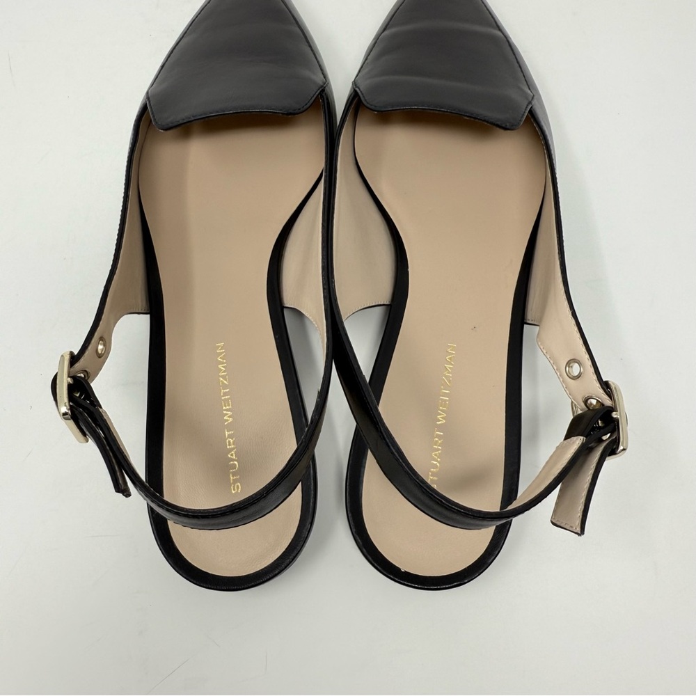 New Stuart Weitzman Ryder Slingback Flat Black Sz 8.5 - Picture 10 of 14